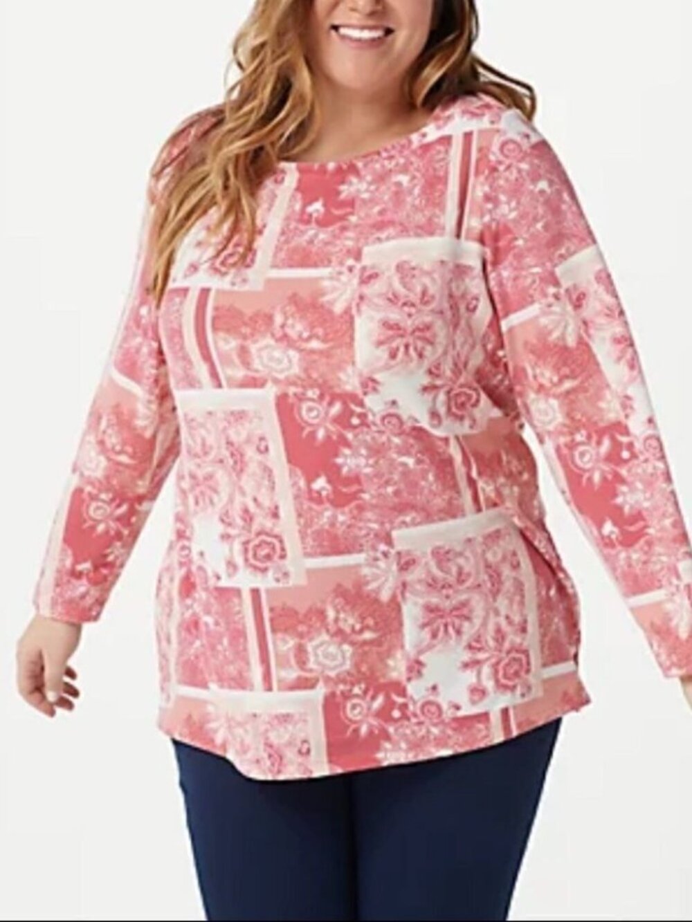 Denim & Co. Heavenly Printed Jersey Boat Neck Tunic